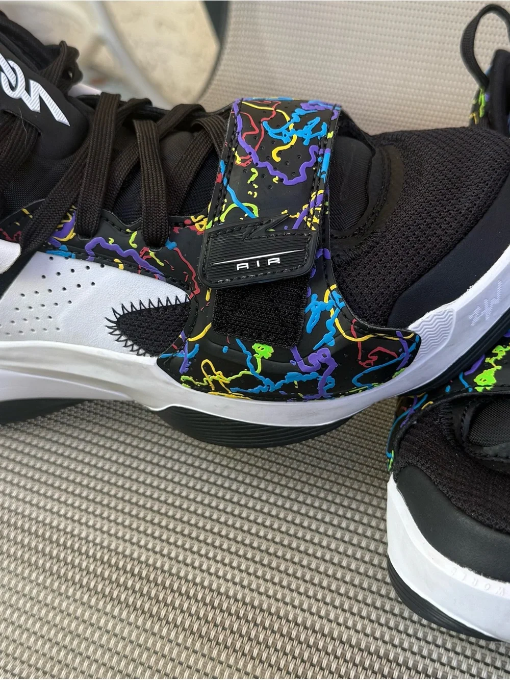 Jordan Kids Black Sneakers with Neon Multicolor Splash